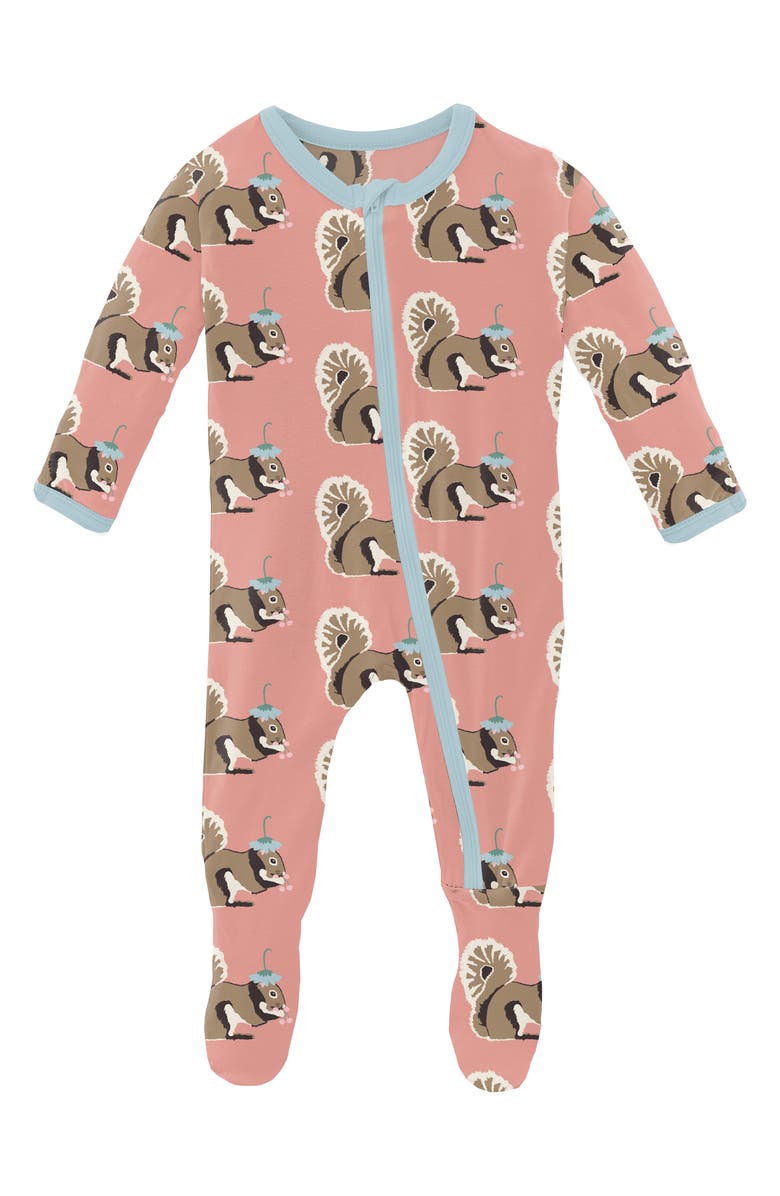 KicKee Pants Squirrel Print Zip Footie, Main, color, 