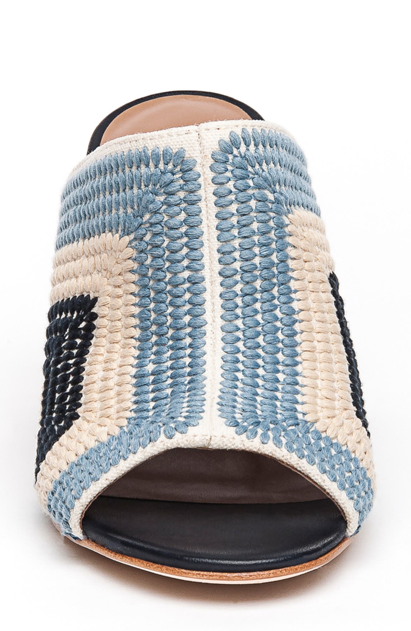 Bernardo Noelle Slide Sandal, Alternate, color, BLUE/ CREAM/ NAVY FABRIC