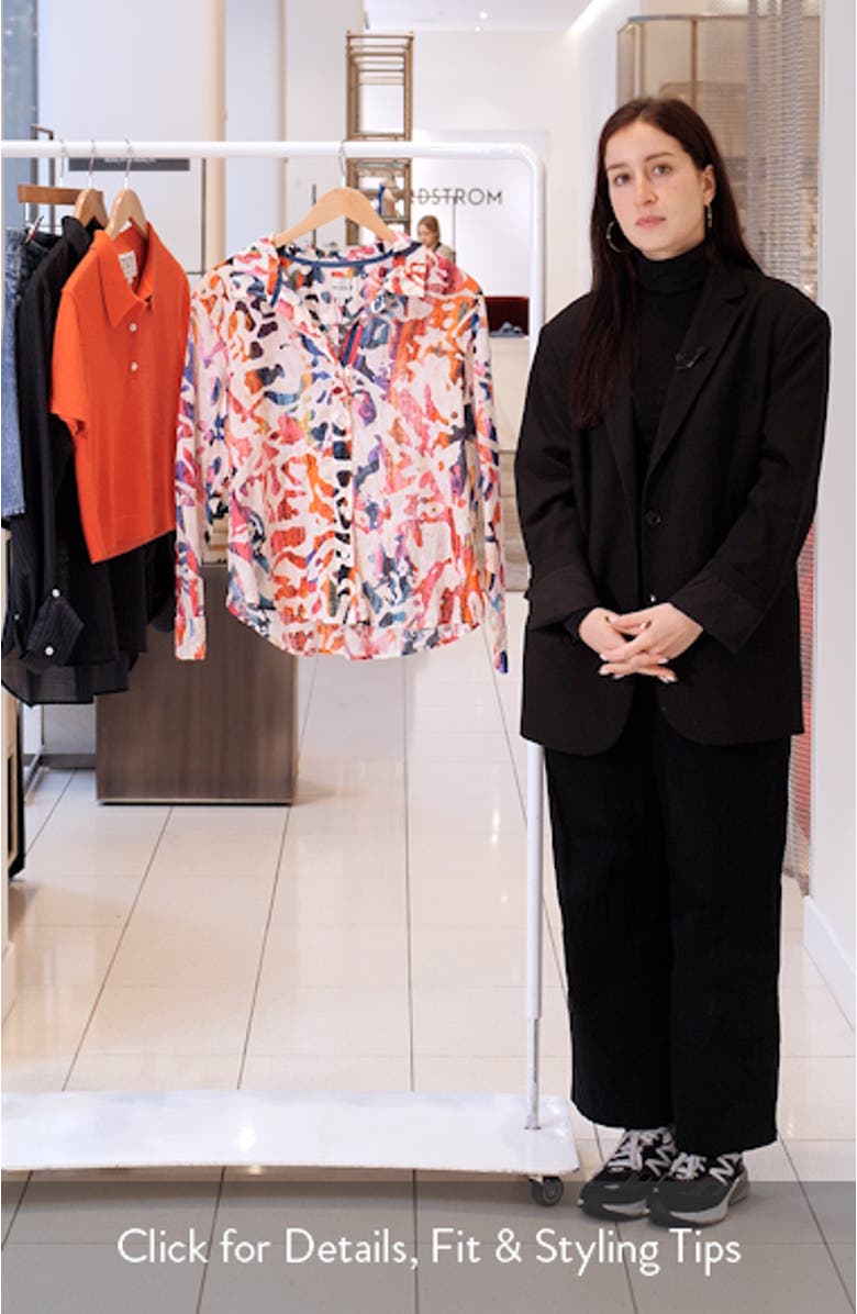 Color Wash Abstract Print Cotton Button-Up Shirt, sales video thumbnail