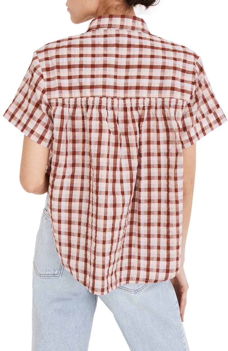 Madewell Baybrook Plaid Cotton Seersucker Shirt, Alternate, color, Stained Mahogany