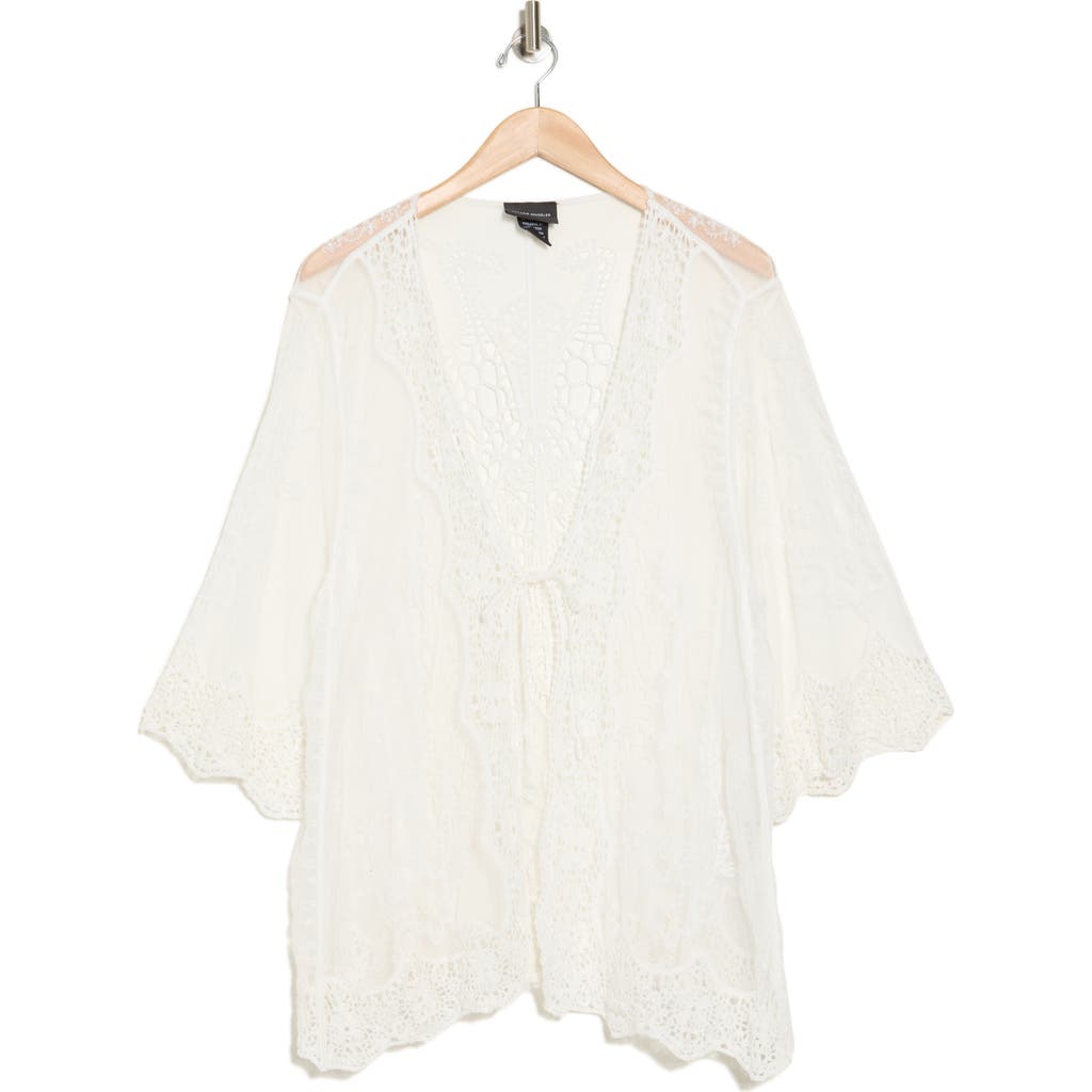 FORGOTTEN GRACE FORGOTTEN GRACE TIE FRONT CROCHET LACE TRIM TOP
