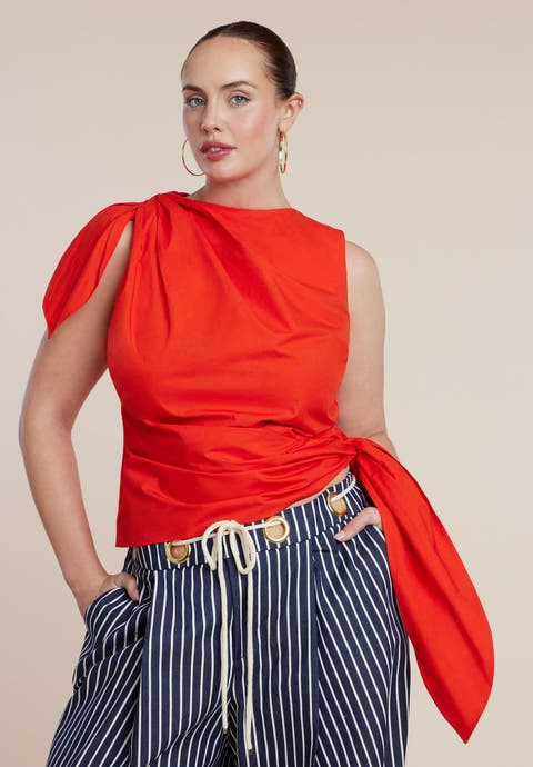 Twist-Tie Poplin Top (Plus)