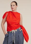 ELOQUII Twist-Tie Poplin Top