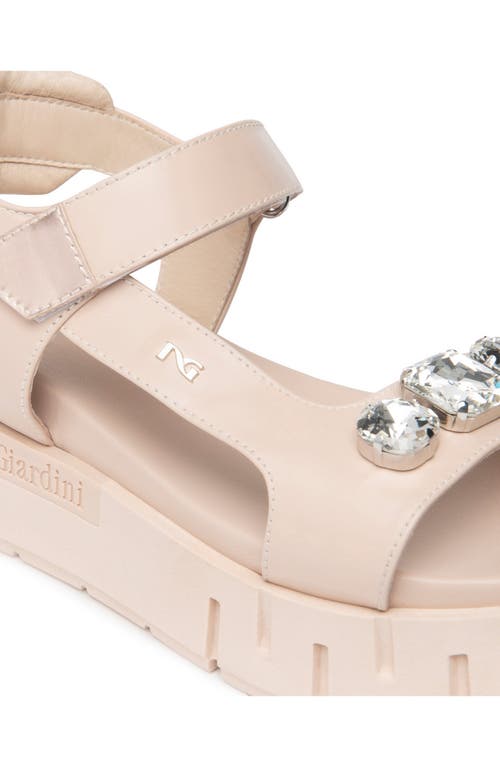 Nerogiardini Ankle Strap Platform Sandal In Natural