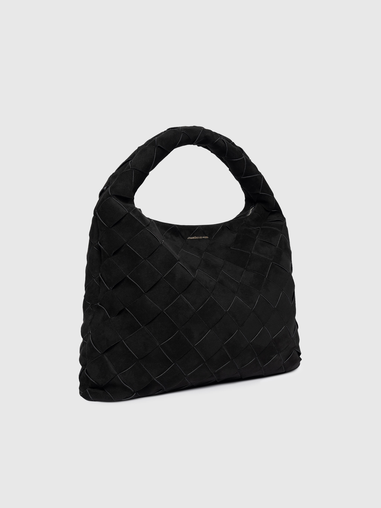 Manière De Voir Aubin Suede Woven Hobo Bag, Main, color, Black