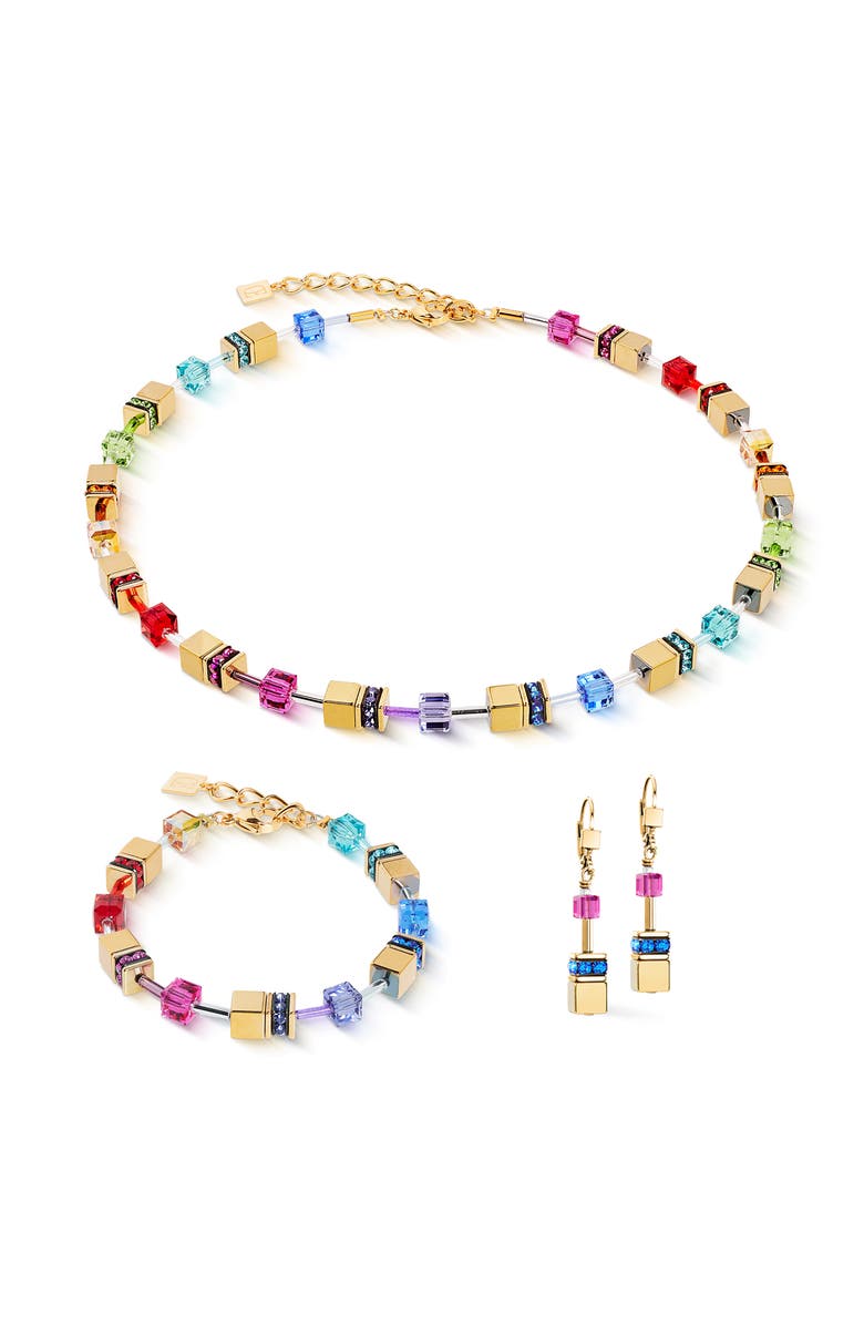 COEUR DE LION Geocube Iconic Metallic Gold Necklace, Alternate, color, Rainbow