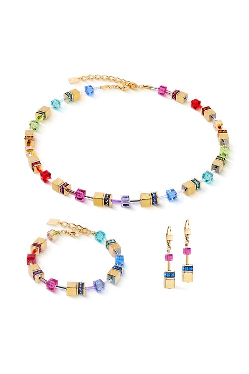 Coeur De Lion Geocube Iconic Metallic Gold Necklace In Multi
