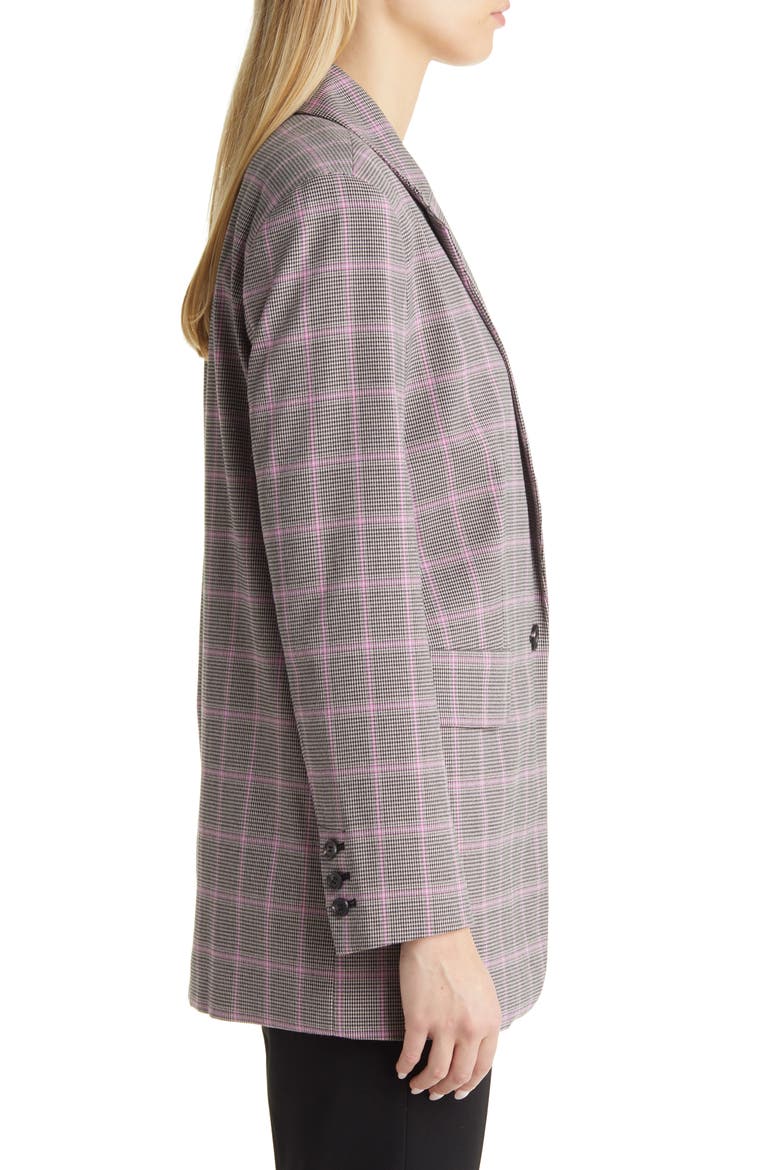 Check Print Oversize Blazer, Alternate, color, BLACK- PURPLE HEAVEN CHECK