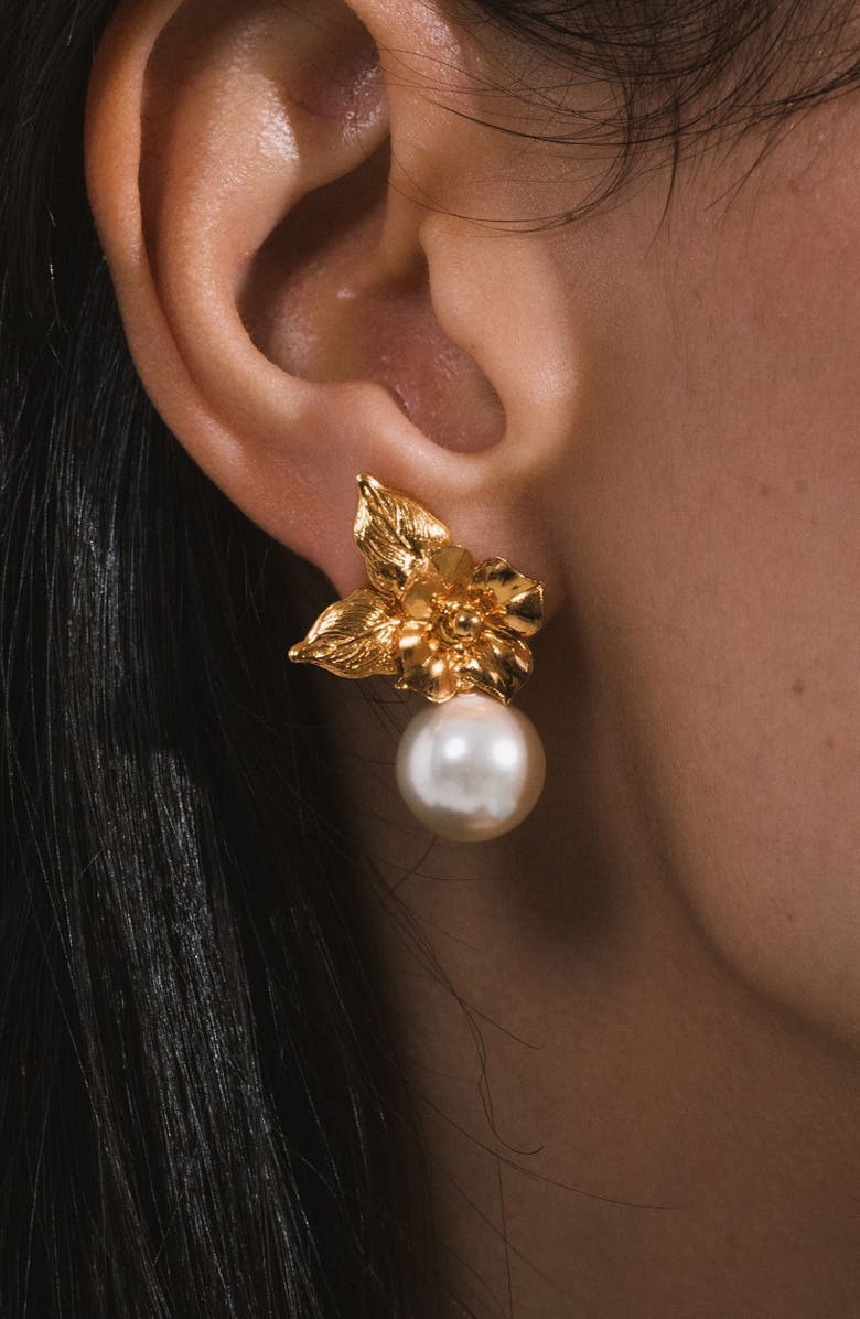 Jennifer Behr Rici Faux Pearl Flower Earrings, Alternate, color,