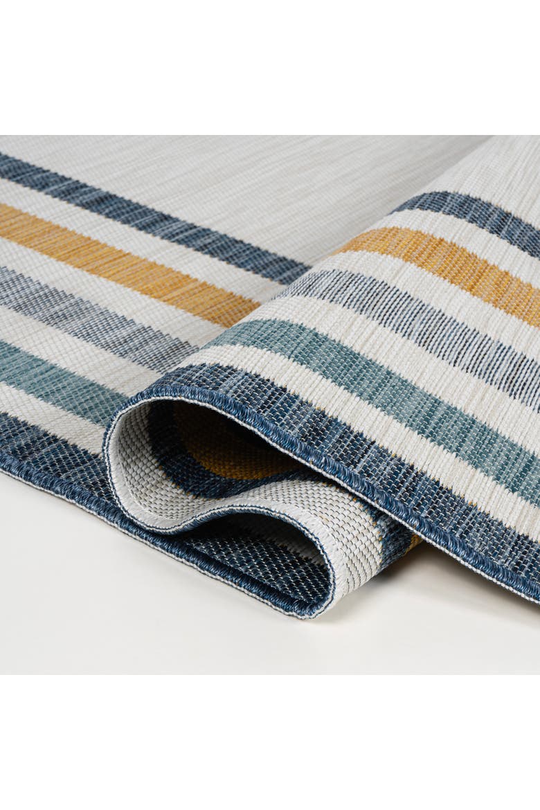 Pollux Classic Coastal Mitred Stripe Reversible Machine-Washable Indoor/Outdoor Area Rug, Alternate, color, Cream/Navy