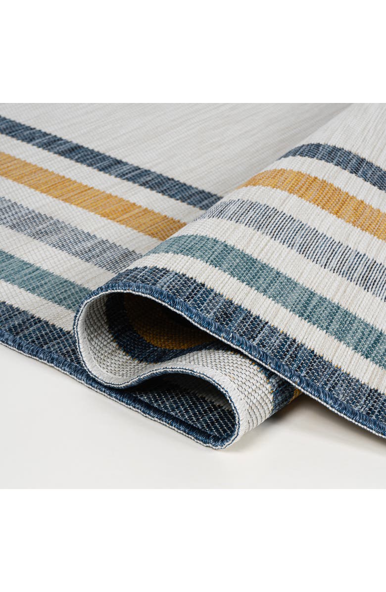 JONATHAN Y Pollux Classic Coastal Mitred Stripe Reversible Machine-Washable Indoor/Outdoor Area Rug, Alternate, color, Cream/Navy