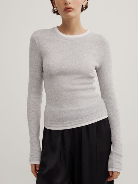 Contrast Trim Long Sleeve Top