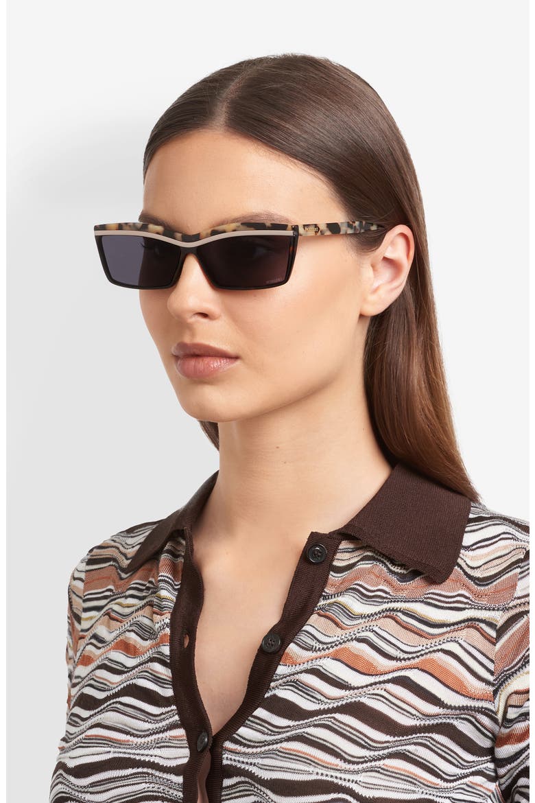 63mm Oversize Rectangular Sunglasses, Alternate, color, HAVANA WHITE/ GREY