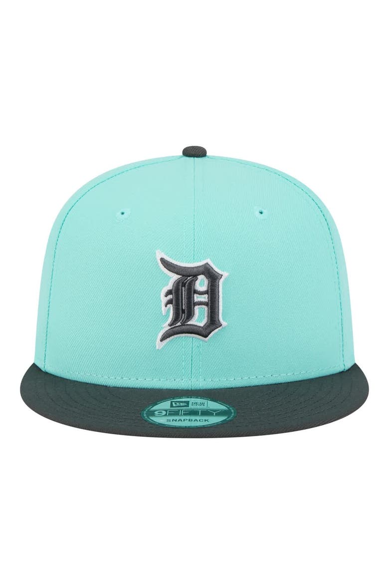 Men's New Era Turquoise/Charcoal Detroit Tigers Two-Tone Color Pack 9FIFTY Snapback Hat, Alternate, color, Turquoise