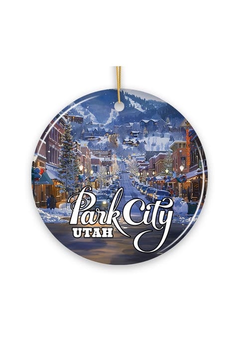 Park City Utah Snowy Mountain Ornament - Version 1