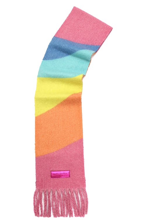 Kurt Geiger London Rainbow Wave Long Scarf In Pink