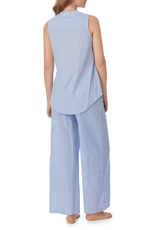 Eileen West Stripe Sleeveless Tunic Wide Leg Pajamas In Blue Stripe