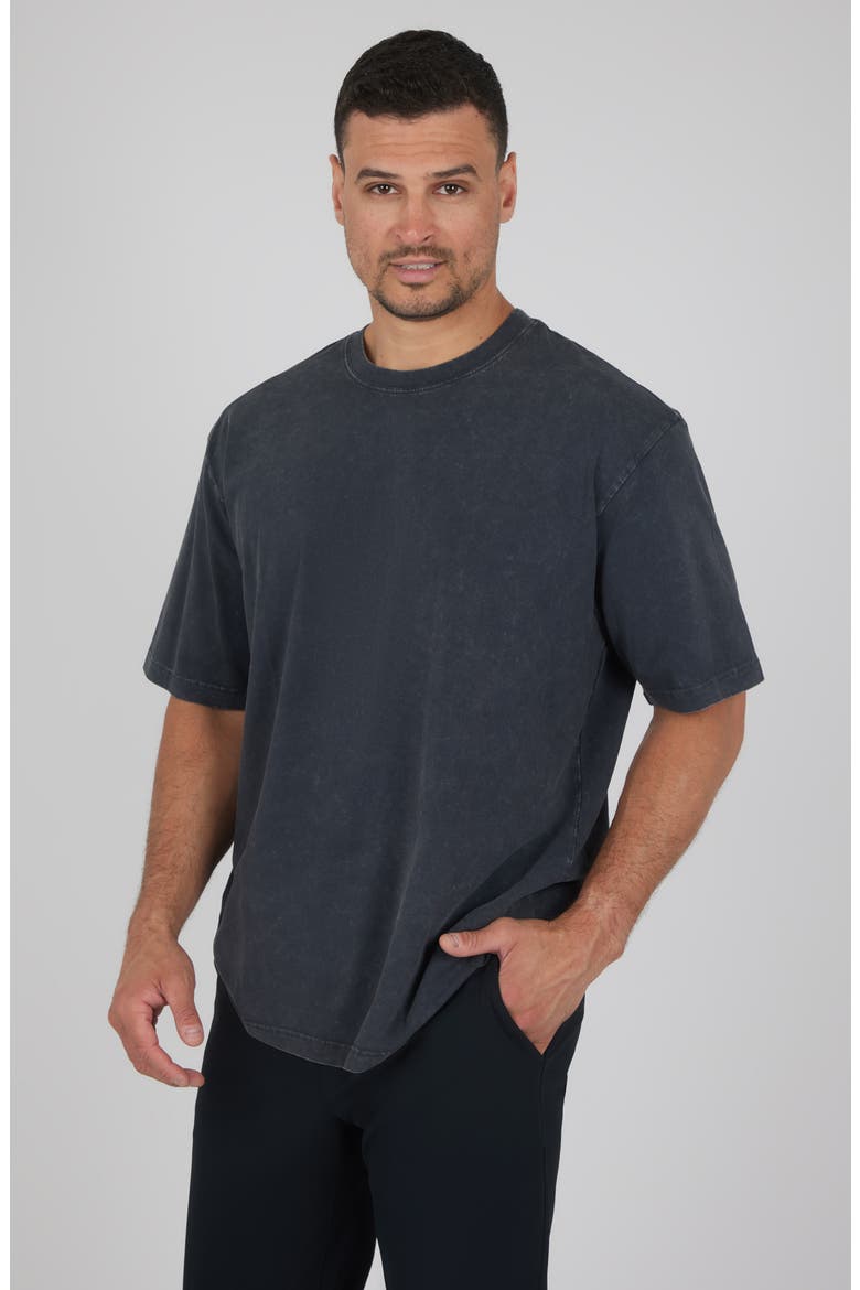 Acid Stretch Cotton T-Shirt, Alternate, color, BLACK