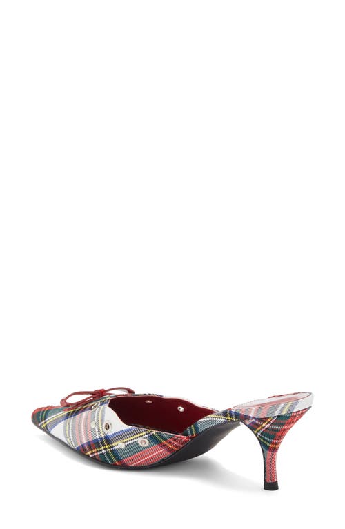 Jeffrey Campbell Gratis Pointed Toe Mule In Red White Plaid Silver