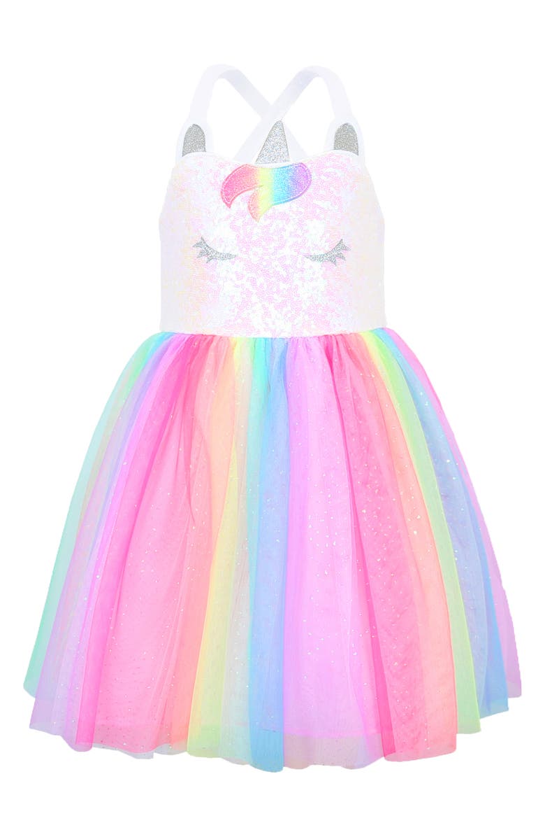 Zunie Kids' Sequin Unicorn Tutu Dress, Main, color,