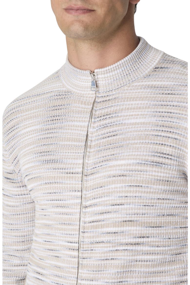 Ribbed Cotton Cardigan With Mock Neck And Space-dye Texture, Alternate, color, Multicoloured
