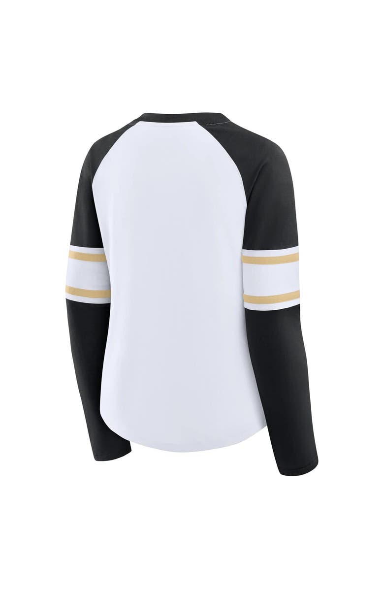 FANATICS Women's Fanatics White/Black New Orleans Saints Redzone Blitz Package Raglan Lace-Up V-Neck Long Sleeve T-Shirt, Alternate, color, White