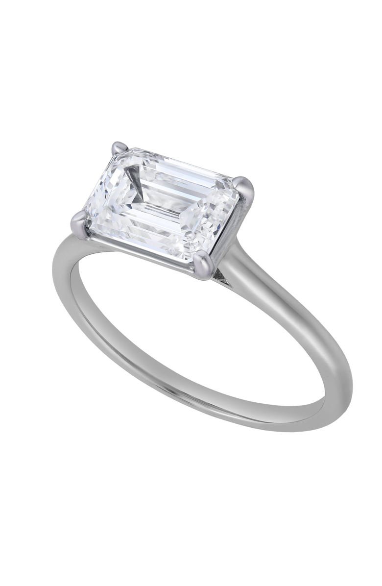 LuvMyJewelry Posy 14K Gold 2 Ct Emerald East West Lab Grown Diamond Ring, Alternate, color, 14K White Gold