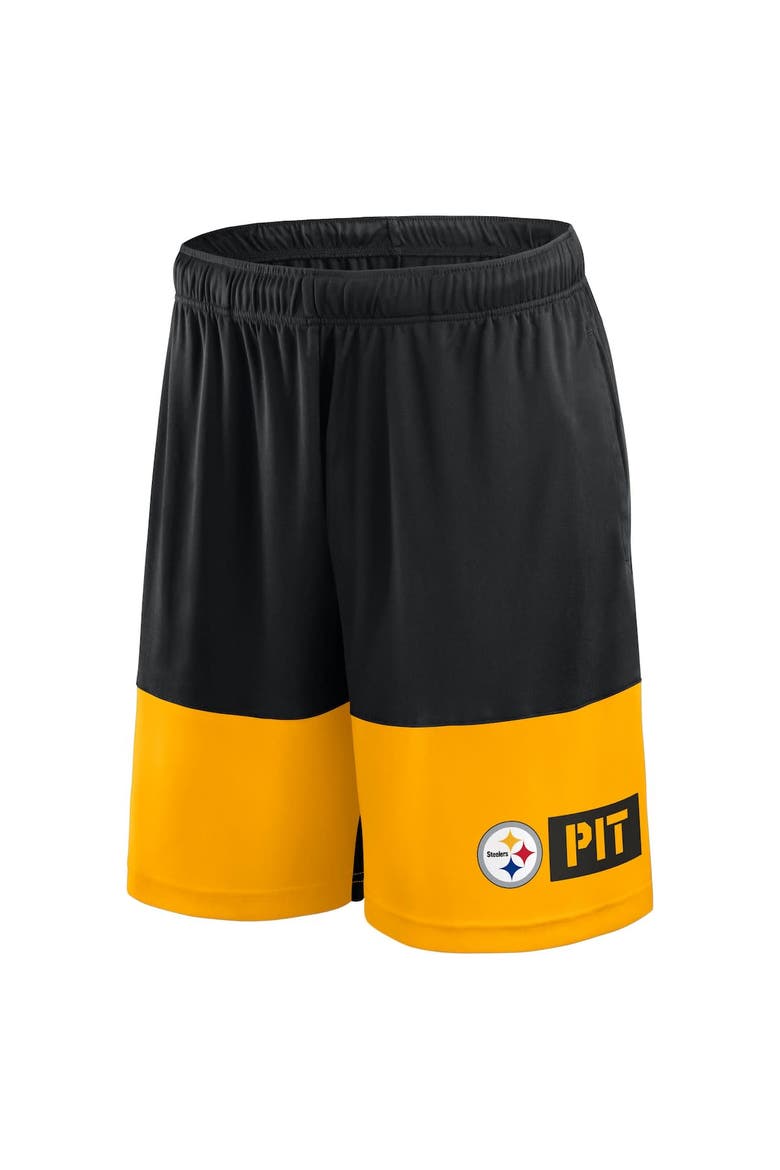 Men's Fanatics Black/Gold Pittsburgh Steelers Big & Tall Best of the Best Performance Shorts, Alternate, color, Black