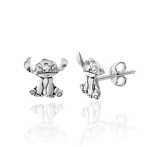 Disney Silver Plated Stitch Stud Earrings In Metallic