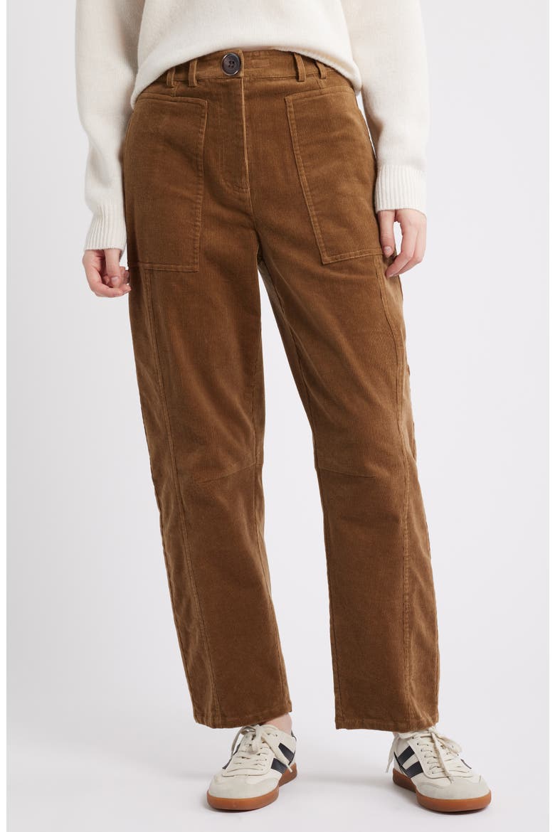 Lunar Corduroy Barrel Leg Pants, Main, color, GINGER
