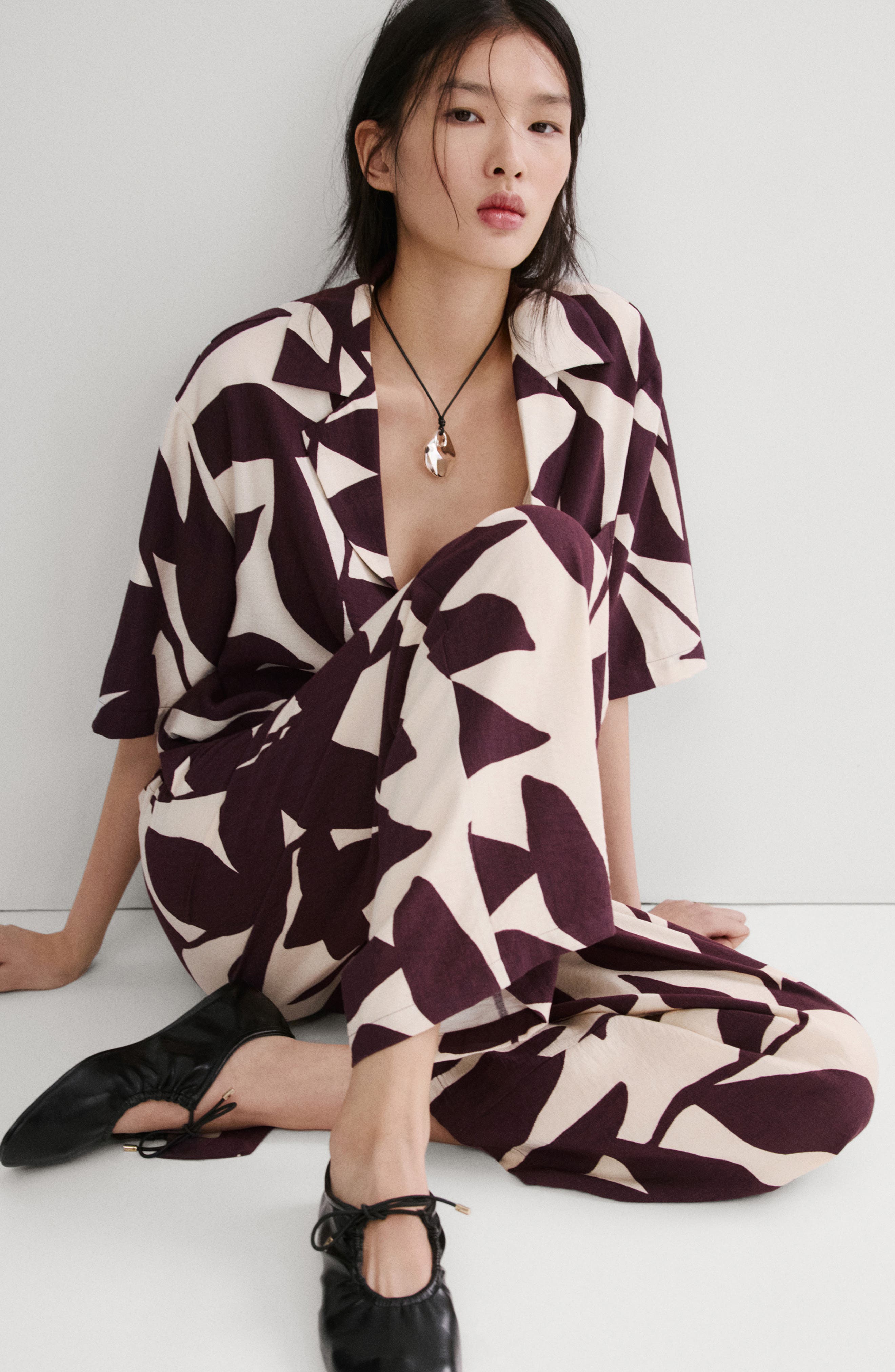 Belted Print Straight Leg Pants - image 2