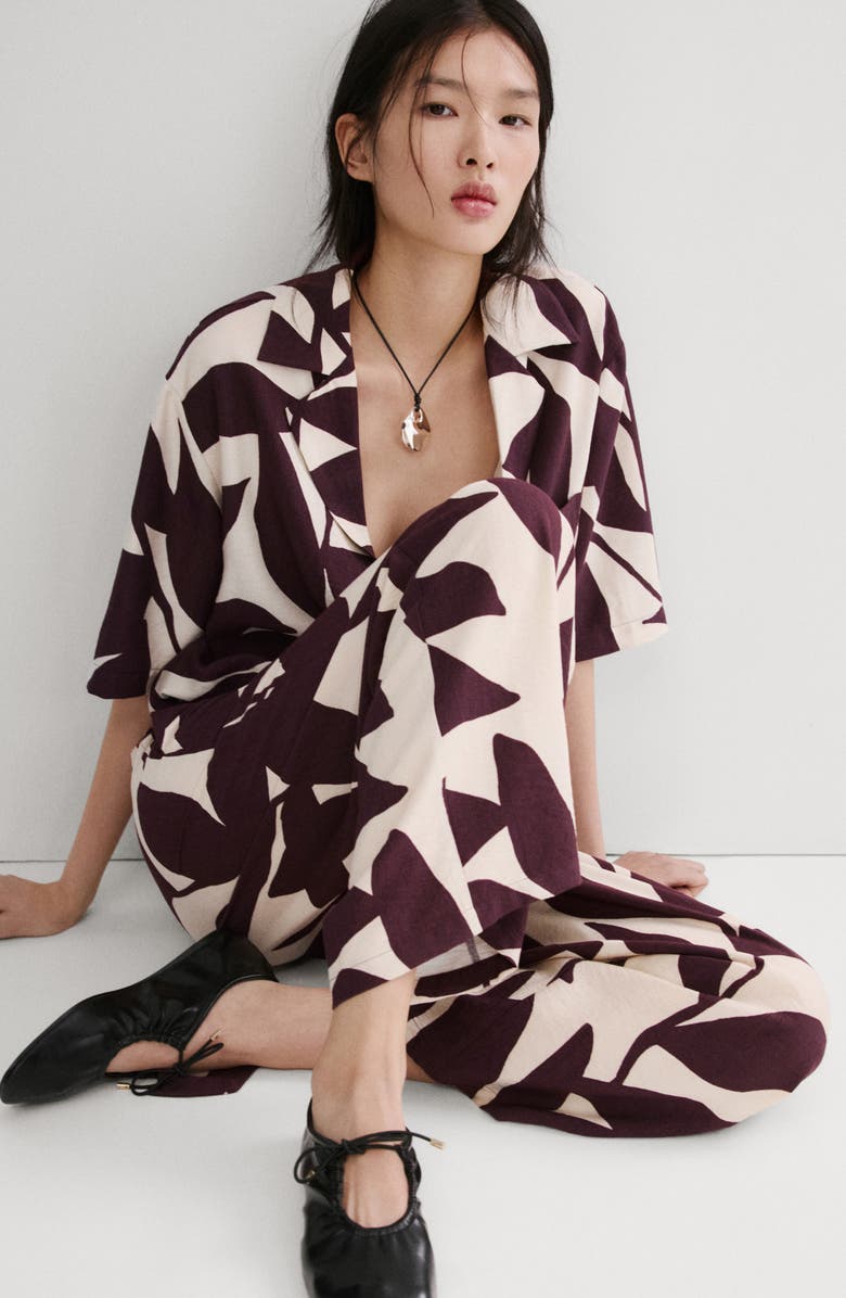 MANGO Belted Print Straight Leg Pants, Alternate, color, 