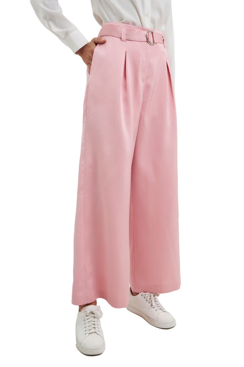 Satin Wide Leg Ankle Pants, Alternate, color, PINK
