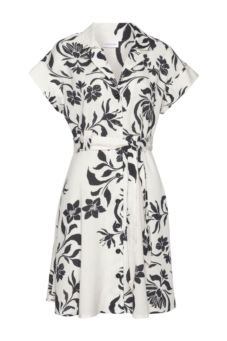 Belted Shirt Dress, Alternate, color, Beige & Black