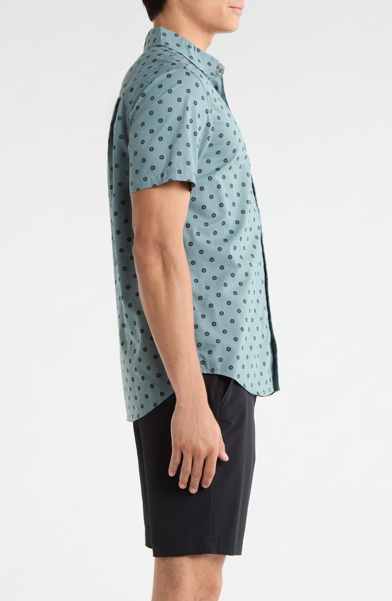 Brixton Charter Short Sleeve Stretch Cotton Blend Button-Up Shirt, Alternate, color, Micro Street Tile