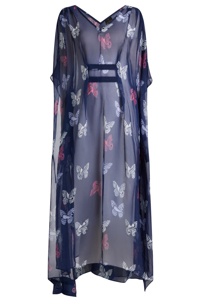 Florence Maxi Sheer Silk blend Cover-up Kaftan, Alternate, color, Navy blue