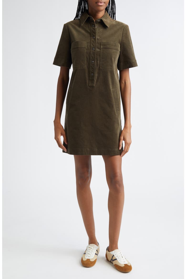 Koulis Corduroy Shirtdress, Main, color, CYPRESS