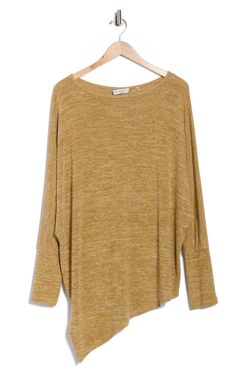 PATRIZIA LUCA Long Sleeve Asymmetrical Hem Tunic Knit Top, Alternate, color, Mustard