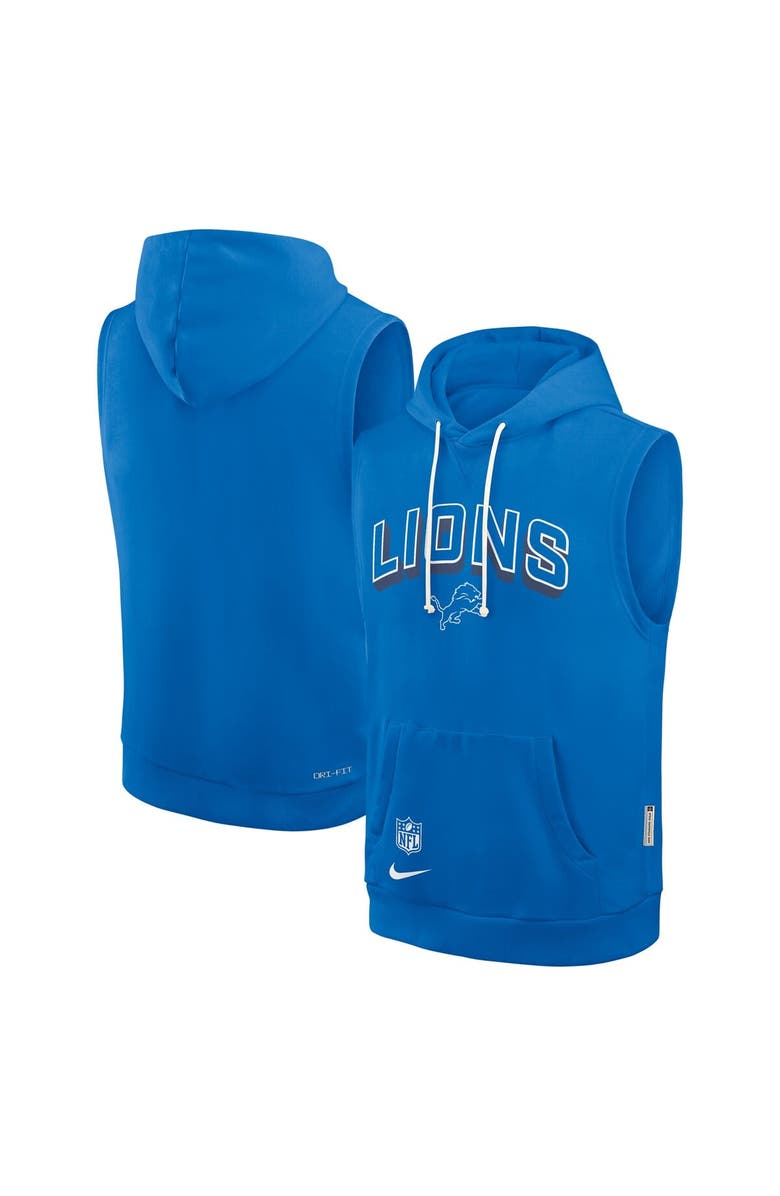 Nike Men's Nike Blue Detroit Lions Sideline Performance Sleeveless Pullover Hoodie, Alternate, color,