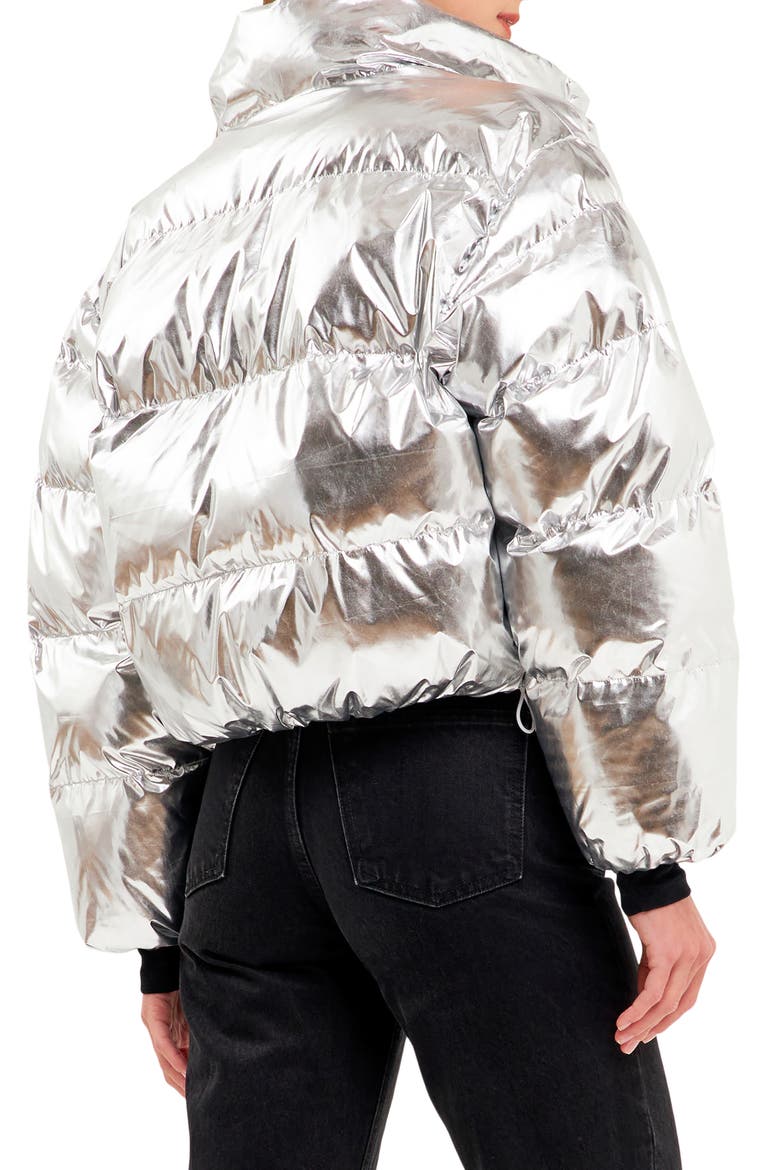 Crop Puffer Jacket, Alternate, color, METALLIC