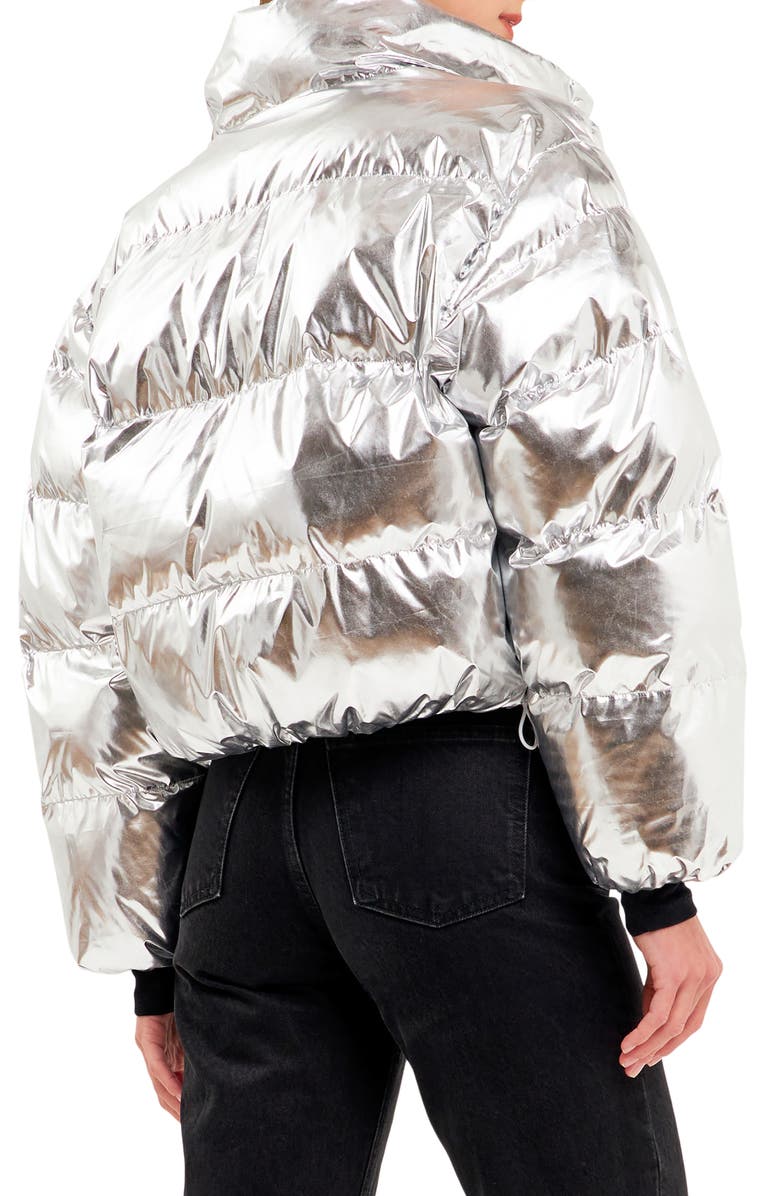 Grey Lab Crop Puffer Jacket, Alternate, color, Metallic