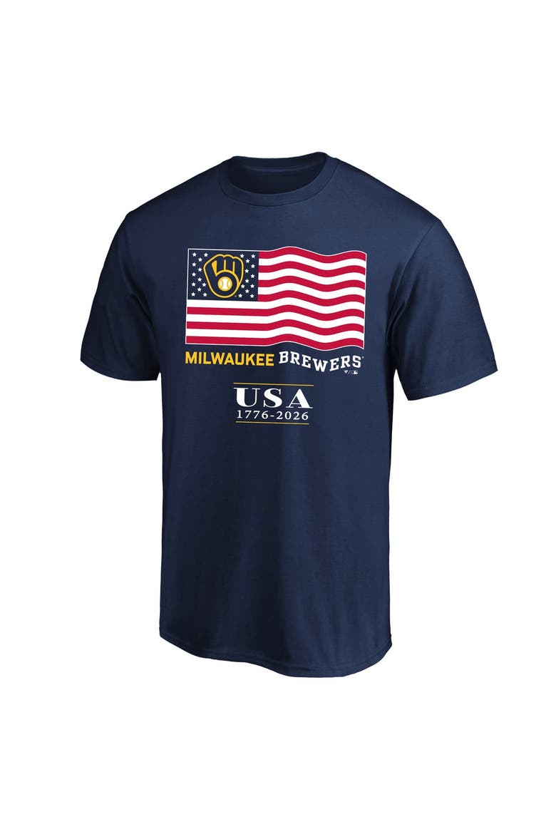 Men's Fanatics Navy Milwaukee Brewers USA 1776-2026 Big & Tall T-Shirt, Main, color, Navy
