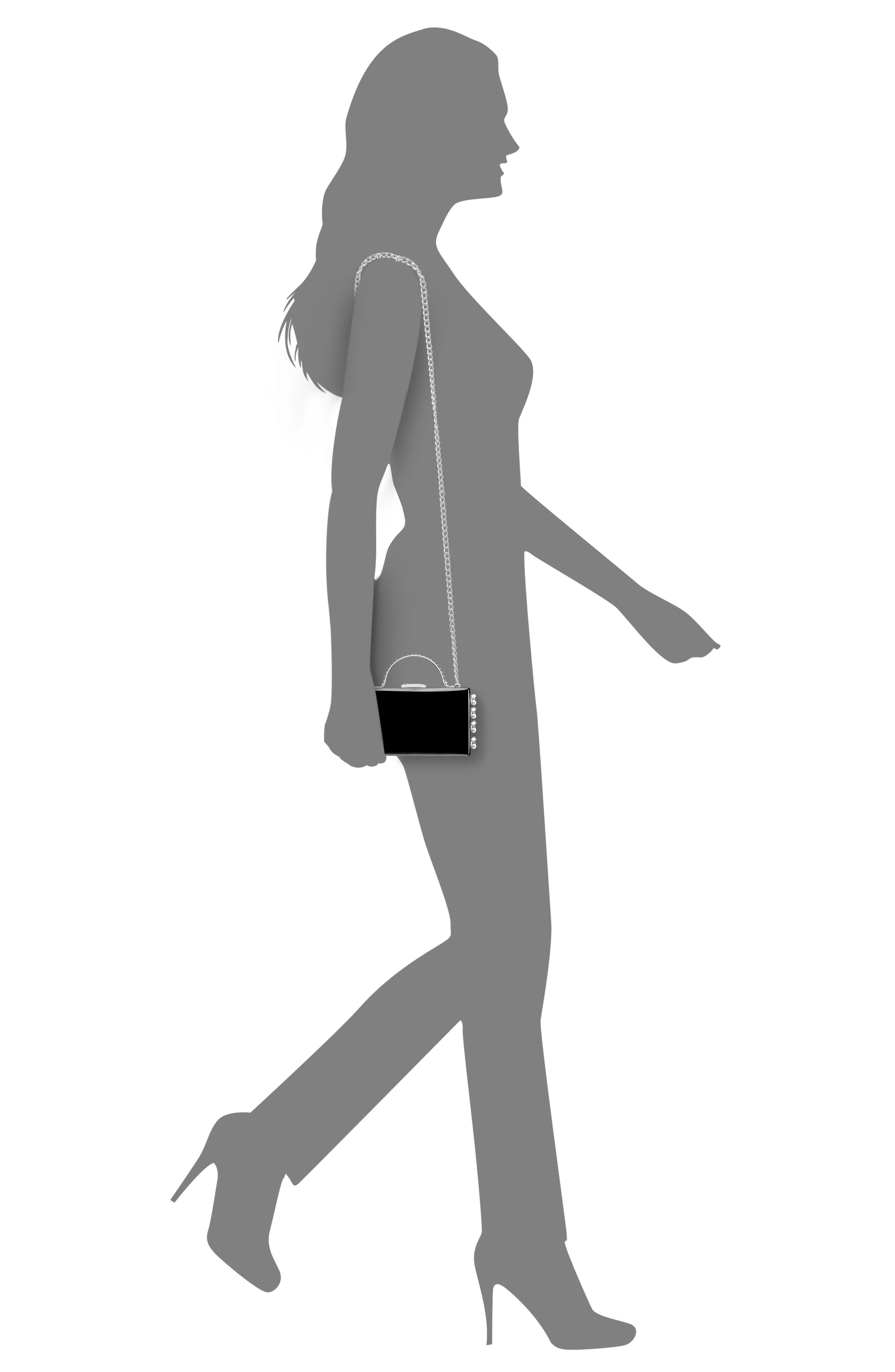 Nina Faux Pearl Dangle Minaudiere, Alternate, color, Black