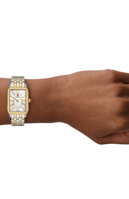 Michele Deco Park Mother-of-pearl Bracelet Watch, 23mm X 29mm In Two Tone