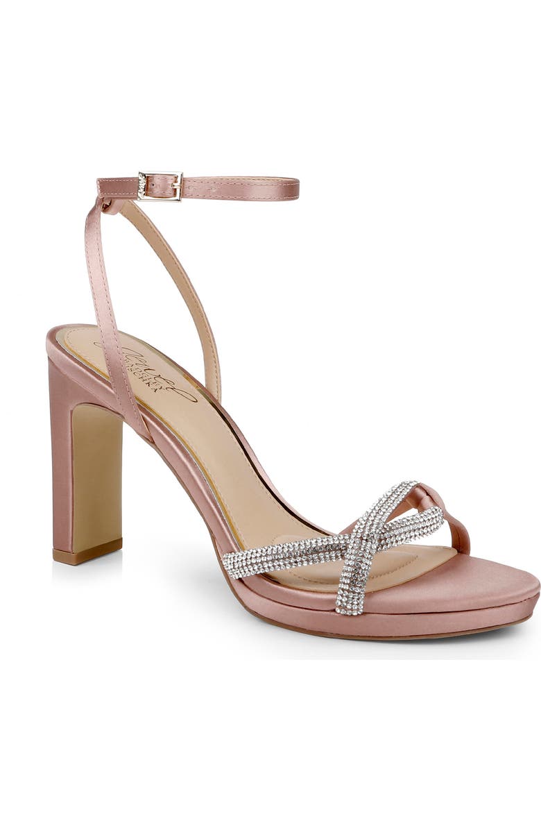 Jewel Badgley Mischka Fila Ankle Strap Platform Sandal, Main, color, Blush Satin