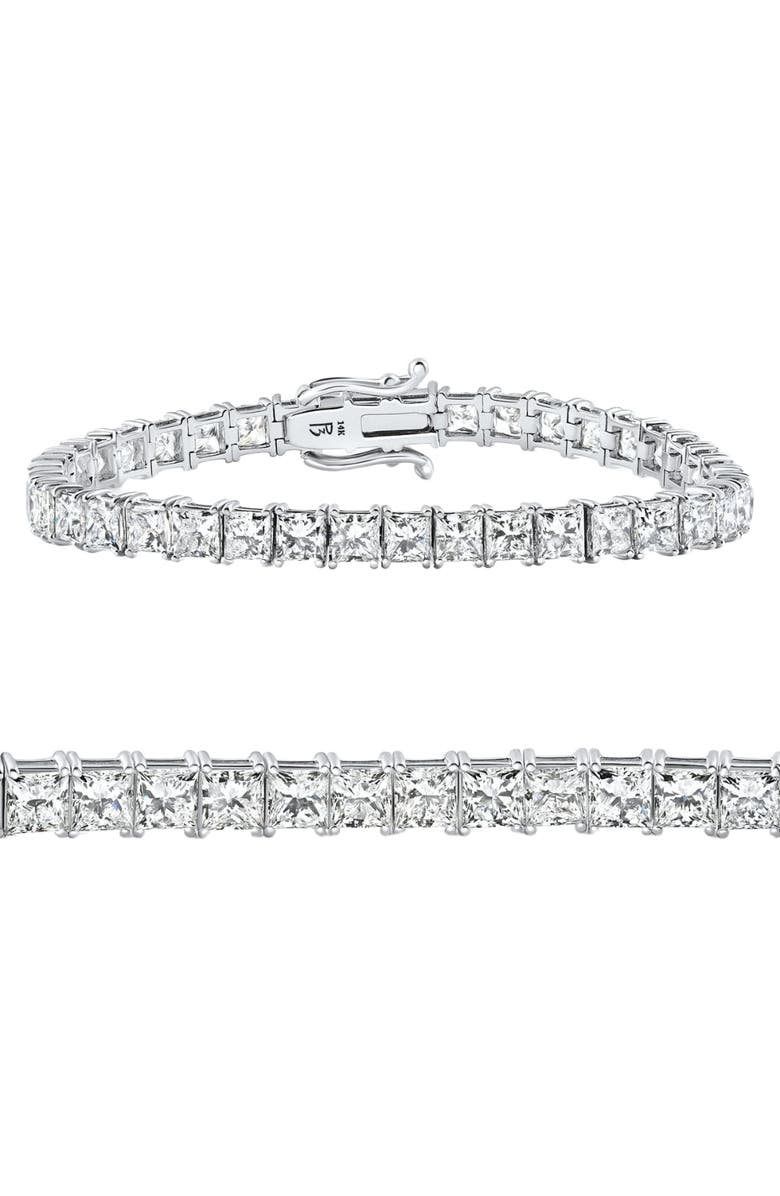 Bliss Diamond 16.30Ct Princess Cut Diamond 7" Tennis Bracelet 14k Gold Lab Grown, Main, color, 