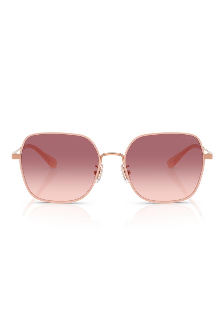 57mm Irregular Round Sunglasses, Main, color, SHINY ROSE GOLD / VIOLET PINK