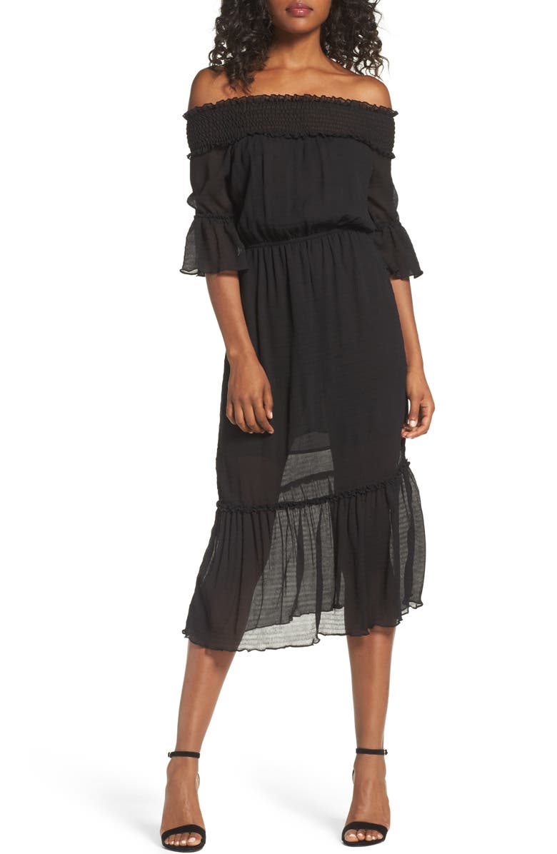 Chelsea28 Off the Shoulder Midi Dress, Main, color,