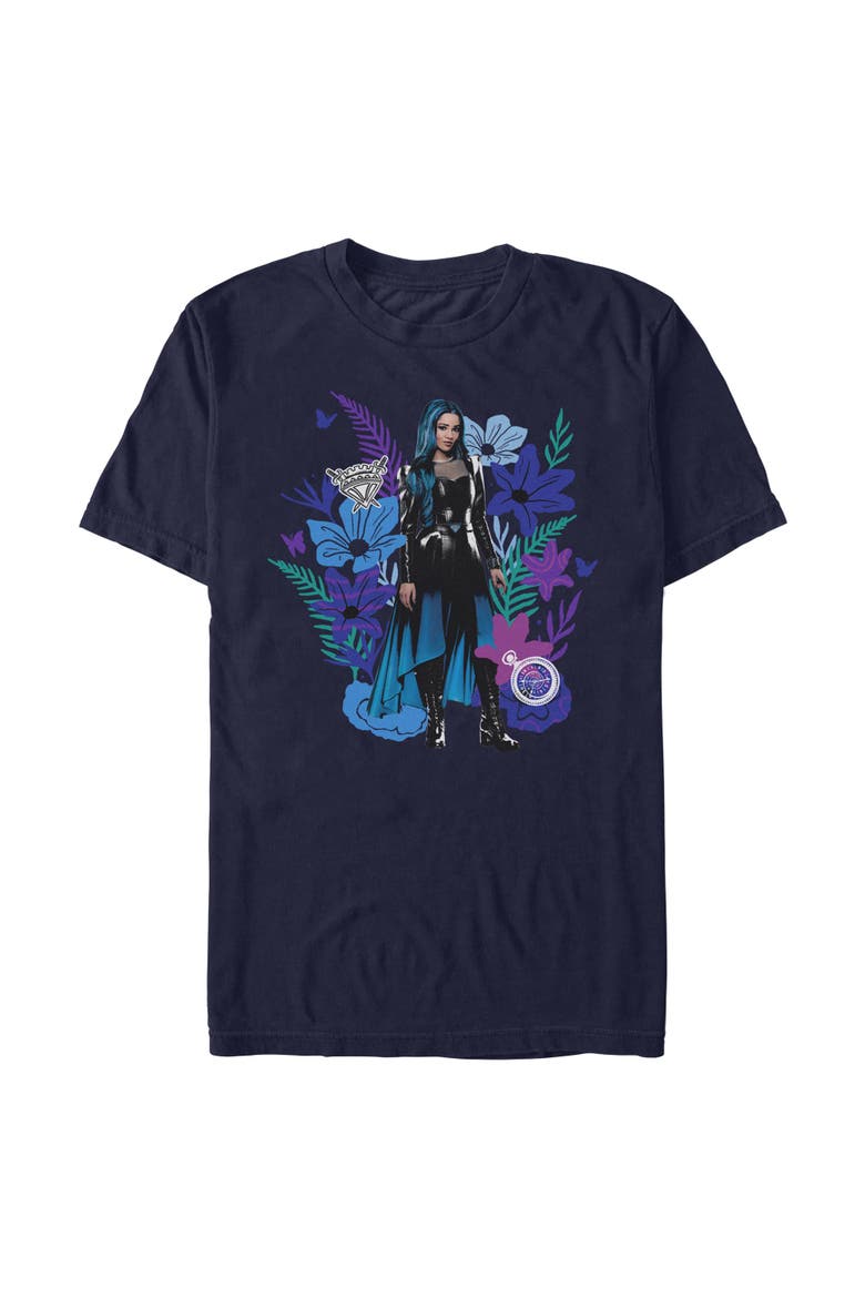 Men's Descendants Wicked Wonderland Floral Chloe Portrait  Graphic T-Shirt, Main, color, Navy Blue