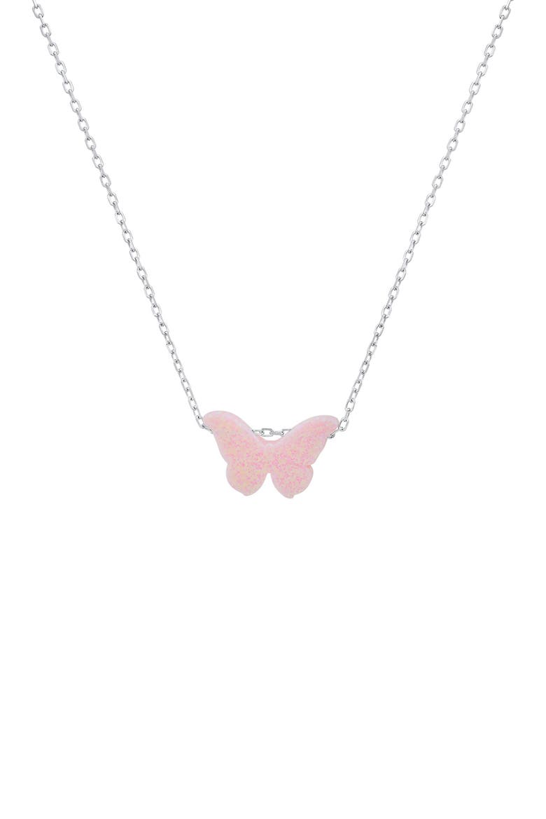 Sterling Silver Opal Butterfly Necklace, Main, color, PINK OPAL/SILVER